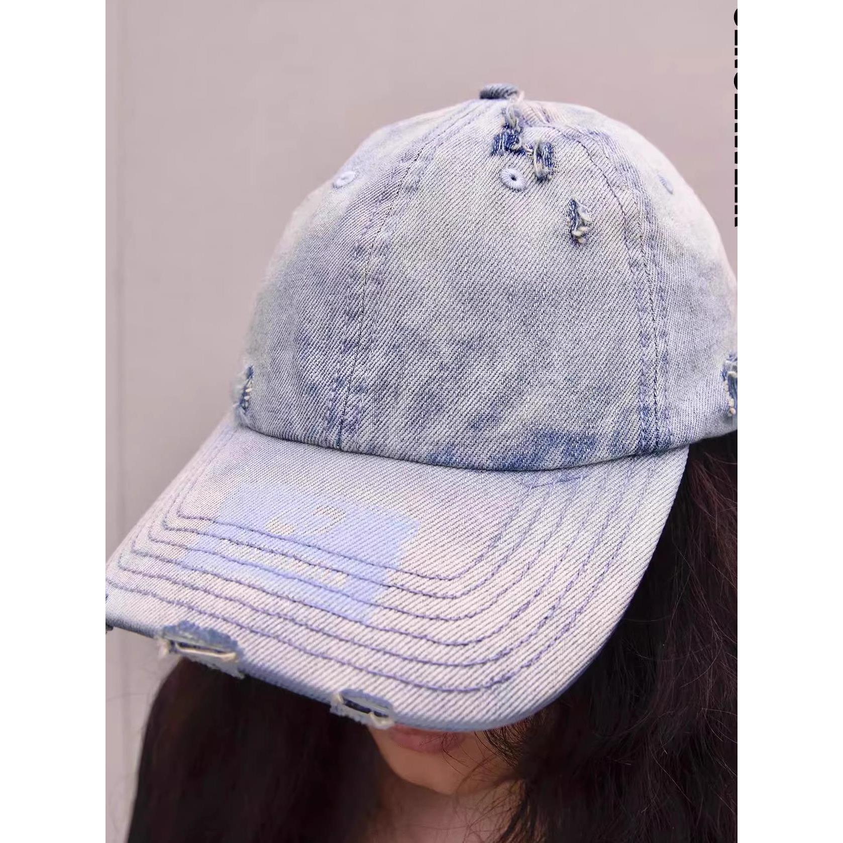 【SENSEAWEEK】做旧感挺括鸭舌帽水洗牛仔海星丝巾棒球帽