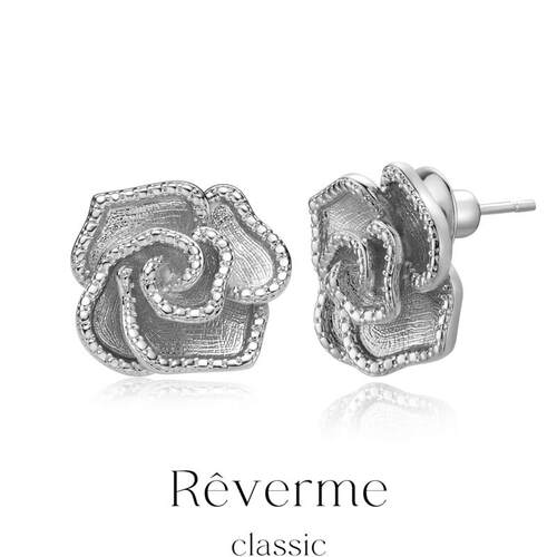 Rêverme  Classic蛛网纹玫瑰铆钉耳环通勤日常百搭