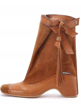 27QUAI Wander流浪系列折叠海盗靴子女高跟短靴