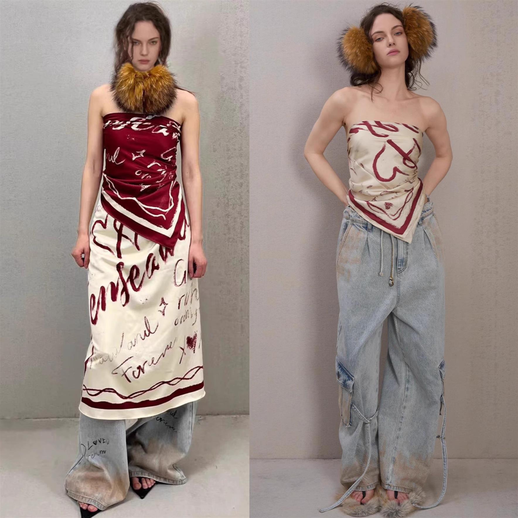 【SENSEAWEEK】时尚多用搭配单品情书涂鸦双面印真丝方巾