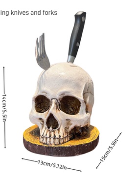 万圣节骷髅头树脂刀叉收纳架