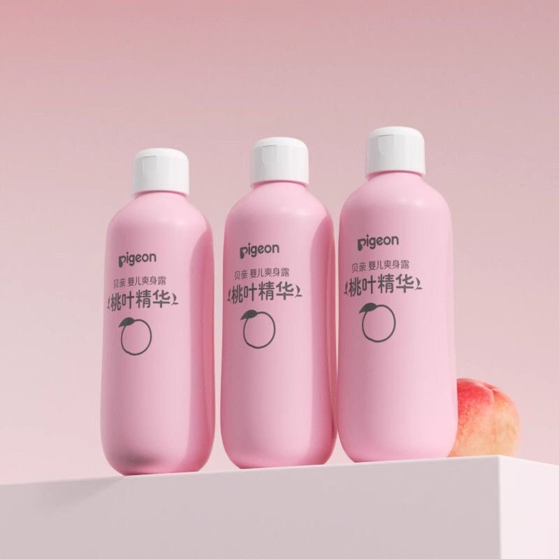 贝亲Pigeon桃子水春夏舒缓婴儿宝宝桃叶爽身露液体爽身粉200ml