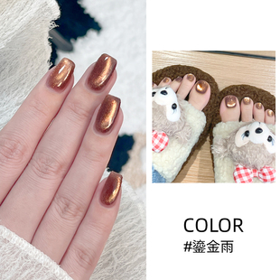 MR.WISH心愿先生一步猫眼鎏金雨甲油胶秋冬百搭咖色胶指甲油正品