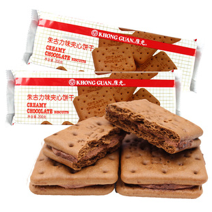 康元 3包休闲零食下午茶早晨饼干 饼干朱古力味夹心饼干200g