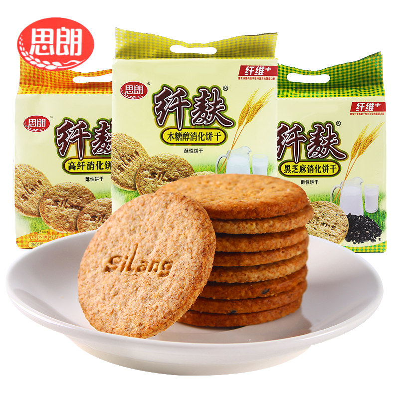 思朗纤麸消化饼干380g粗粮猴头菇代餐木糖醇早餐零食散装小包装