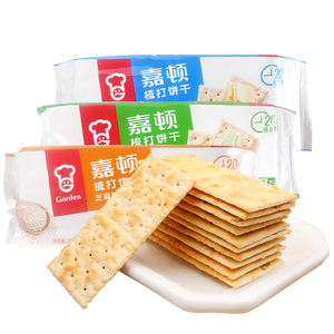 嘉顿梳打饼干210g*5包装苏打芝麻原味蔬菜味办公下午茶休闲零食品