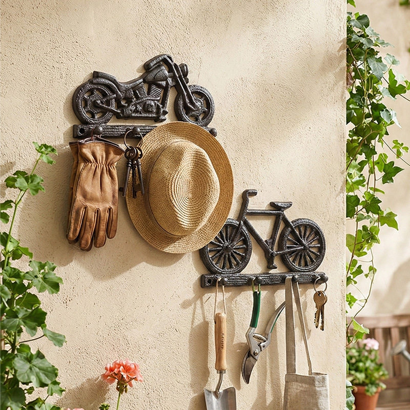 北欧简约复古铁艺摩托车自行车装饰挂钩家居法式浪漫婚庆软装饰品