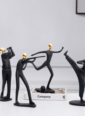 欧式简约创意轻奢金色运动人物摆件客厅新房家居软装饰电视柜摆设