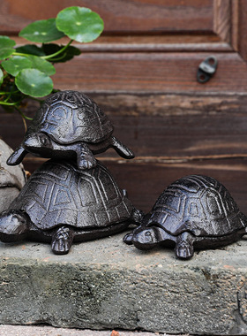 跨境新品复古铸铁动物乌龟收纳盒摆件入户玄关钥匙盒家居客厅装饰