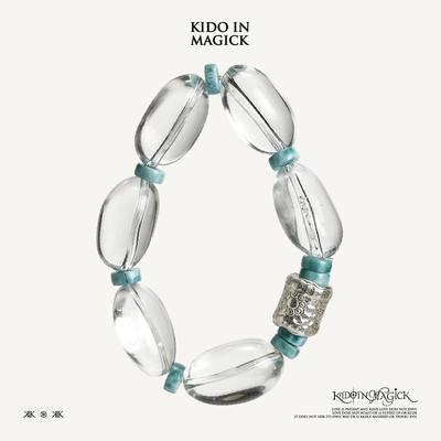 天然多米尼加海纹石白水晶手串