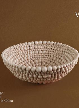 梵其侘寂风创意树脂彷木珠水果篮家居果盆摆件高级感客厅茶几果盘