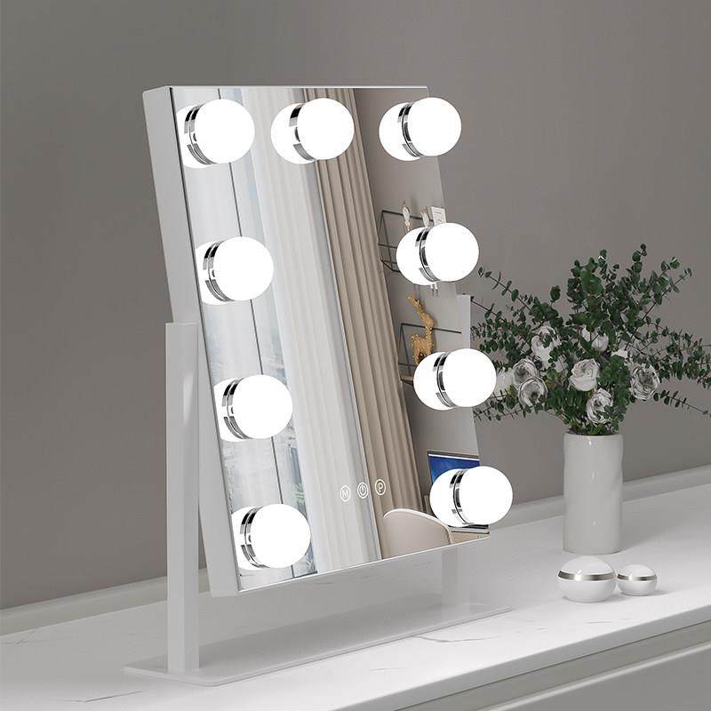 化妆镜台式桌面LED灯泡单面镜可旋转化妆镜欧式触控专用补光镜子