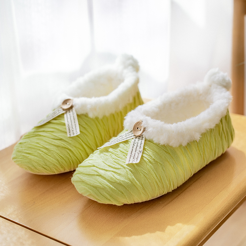 月子鞋冬季软底加绒包跟产后静音