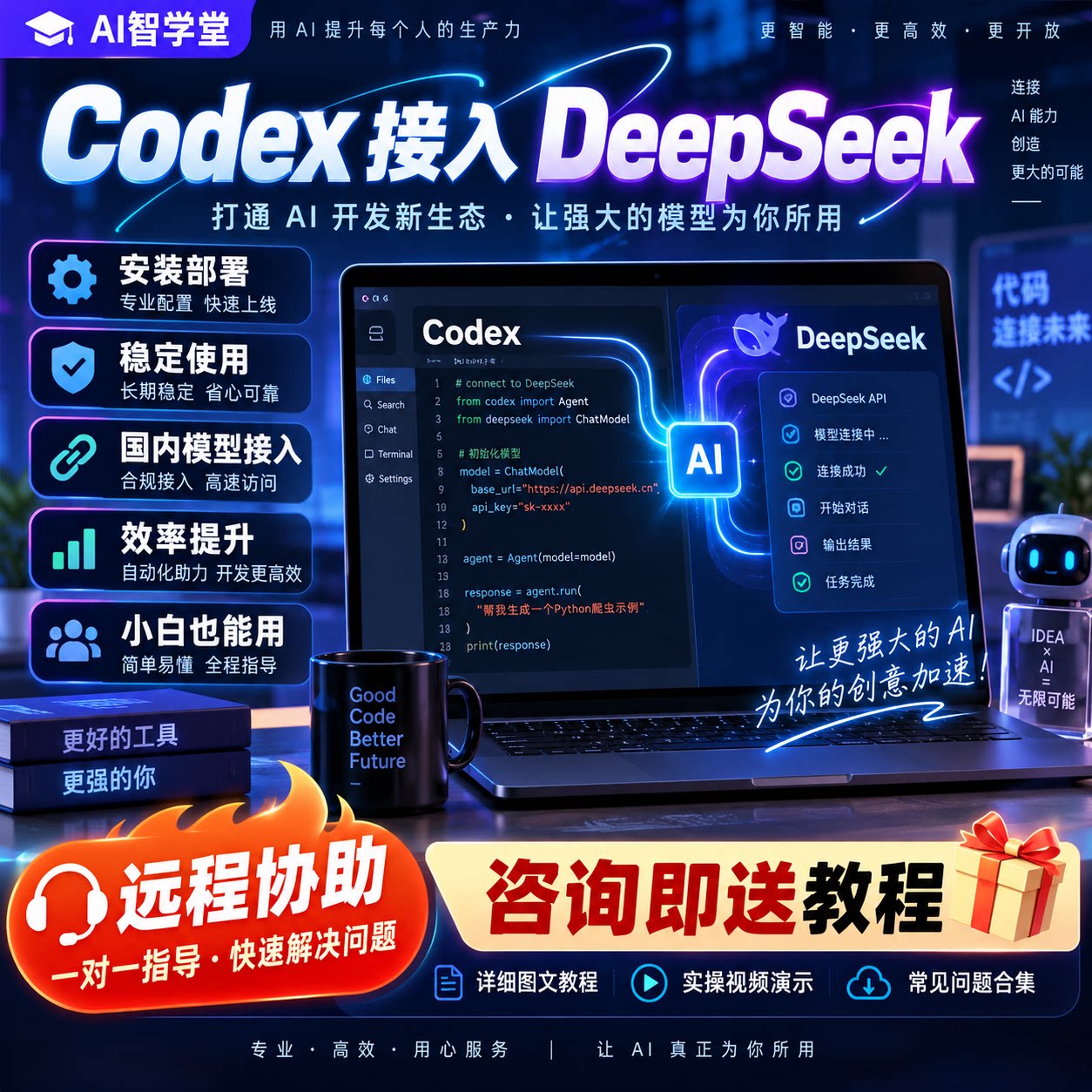 AI桌面版codex对接DeepSeek千问国内大模型接入远程安装部署