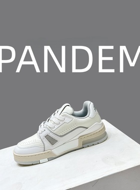 PANDEM真皮厚底休闲鞋板鞋女白水泥黑白牛仔熊猫运动鞋情侣鞋男鞋