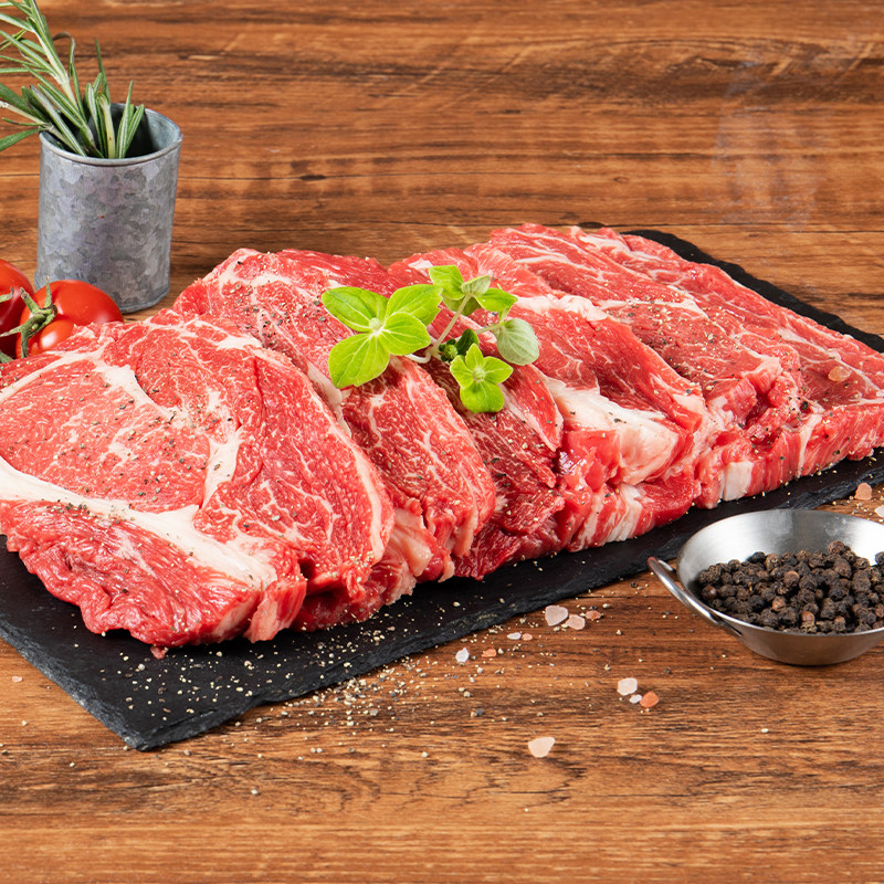 【纽澜地】新鲜m3上脑谷饲原切牛排200g*6礼盒装山东高青黑牛