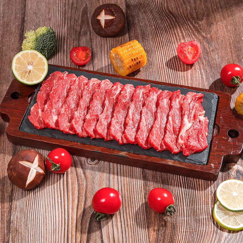 【纽澜地】新鲜日式高青黑牛原切上脑烤肉片韩式烤肉120g*4礼盒装