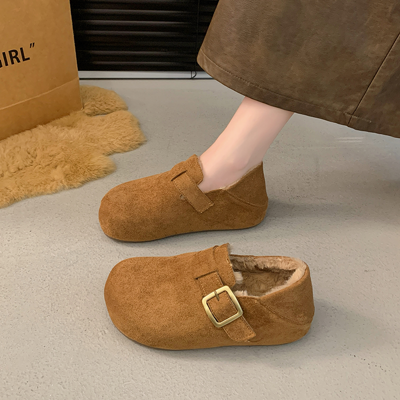 秋冬季全包加绒勃肯鞋女2025新款内增高厚底一脚蹬两穿博肯1202n