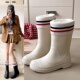 网红水靴成人套鞋 中筒雨鞋 防水防滑胶鞋 轻便时尚 女款 雨靴加绒水鞋