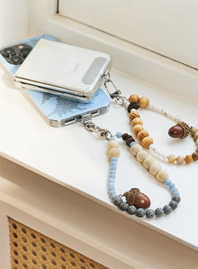 wishmore串珠手链天然手机链条原创手机挂绳手机绳高级感生日礼物