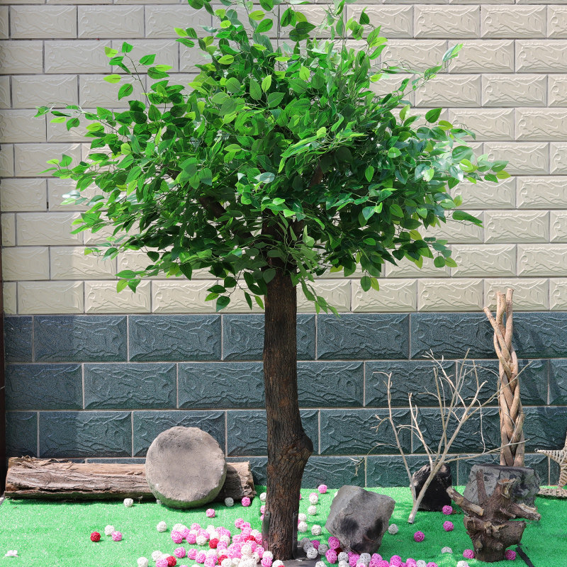 包柱子仿真树商场店铺假树榕树大型绿色植物装饰酒店大厅客厅