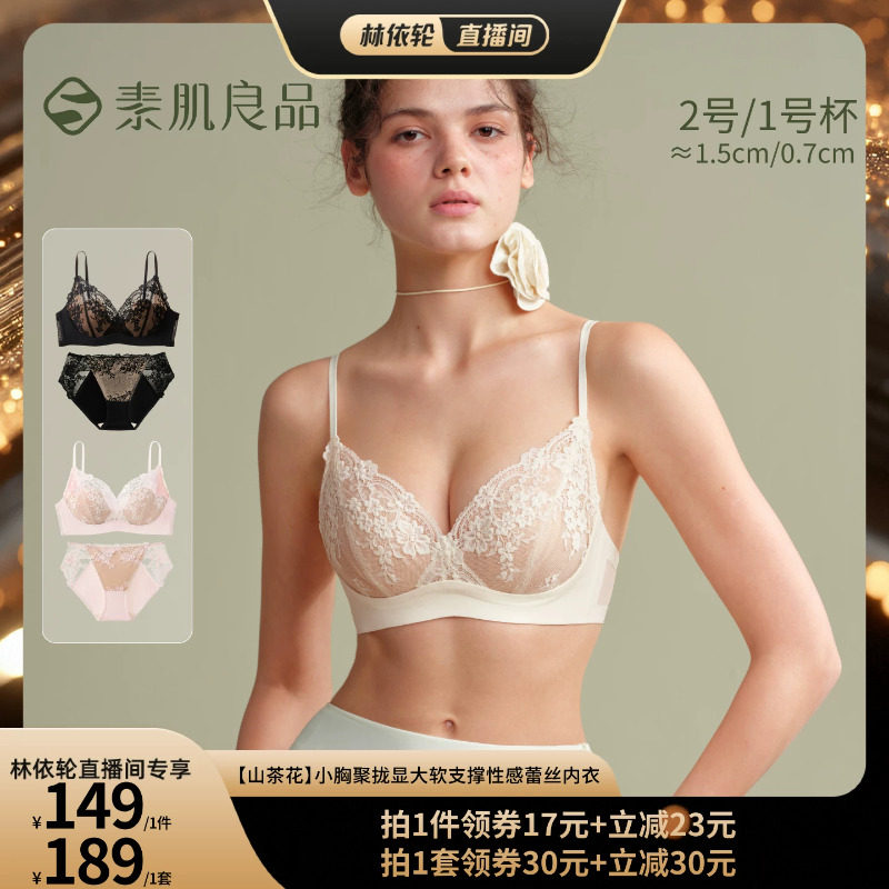 小胸聚拢蕾丝内衣女性感显大套装