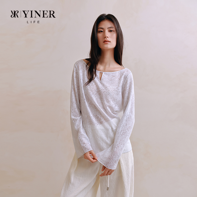 YINERLIFE羊毛提花打底衫上衣女