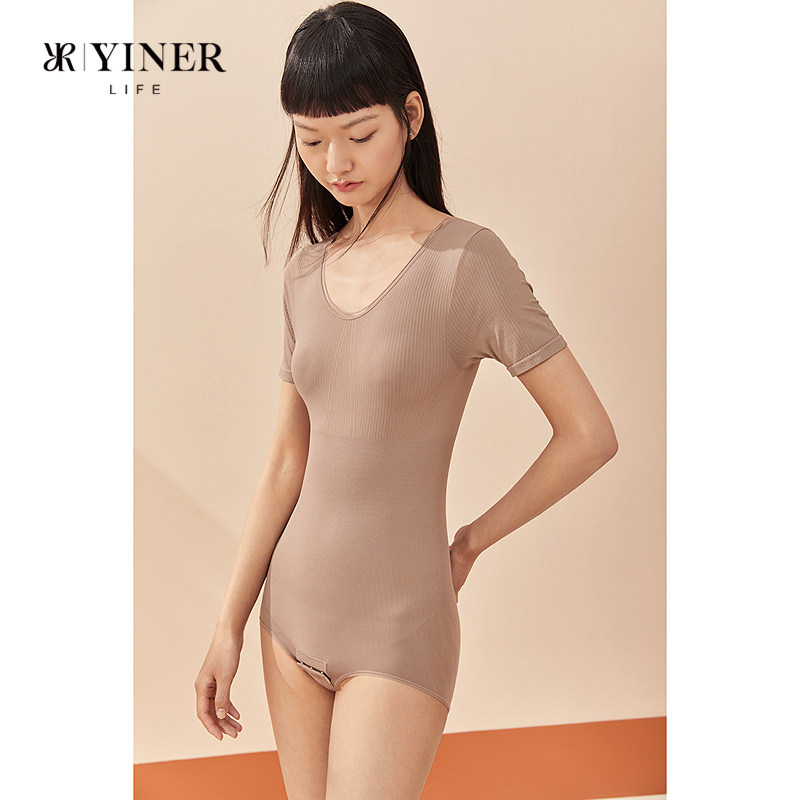 YINERLIFE音儿短袖打底收腹束腰提臀塑身连体衣美体显瘦紧身衣女
