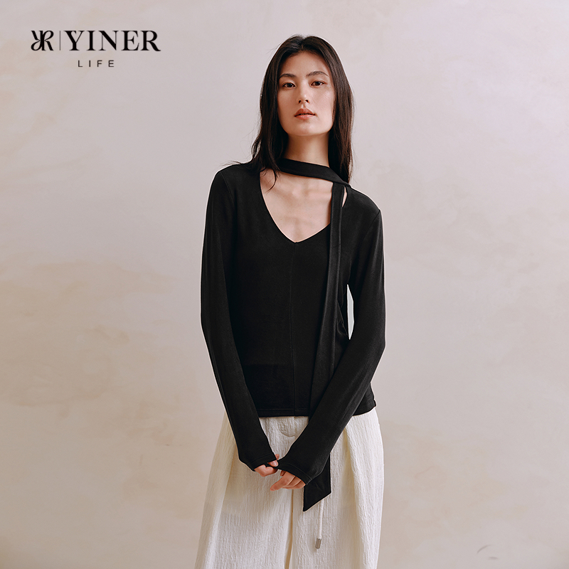 YINERLIFE绵羊毛打底衫女士上衣
