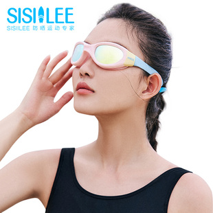 SISIILEE西西里 抗紫外线防水防雾3D贴合平光泳镜 女士游泳镜