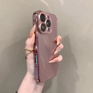 适用于苹果15promax手机壳玻璃壳iPhone16promax高级感电镀白色镜头膜14简约13新爆款12保护套15全包防摔11黑