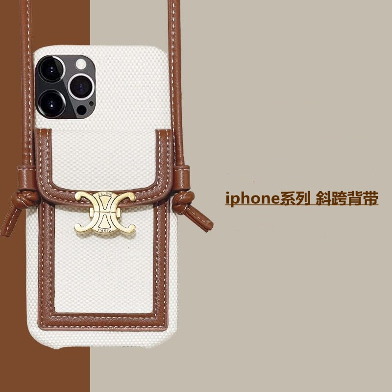 斜挎可背带挂绳iPhone16promax手机壳适用苹果15PM高档奢华14promax背包式女12潮牌老花链条13promax奢侈卡包