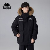 Kappa卡帕背靠背防泼水羽绒服男新款 防风连帽外套保暖防寒服 冬季