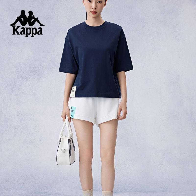 Kappa卡帕背靠背短袖2025新款女春夏速干正肩T恤短款字母半袖上衣