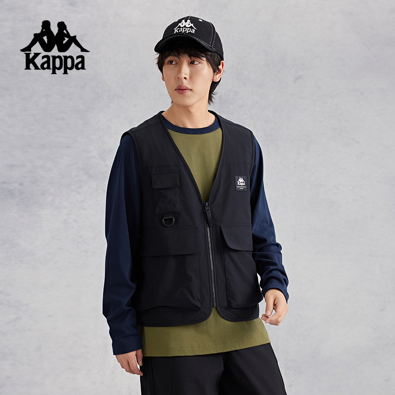 kappa卡帕背靠背运动马甲女款2025新款春夏多口袋宽松背心男款潮
