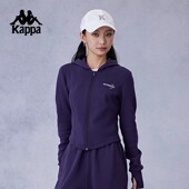 运动外套休闲上衣 修身 Kappa卡帕背靠背弹力针织开身帽衫 女士短款