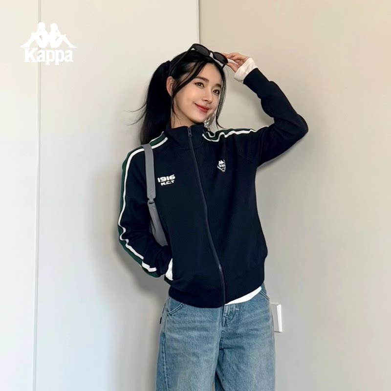 卡帕黑色韩系复古针织运动外套女