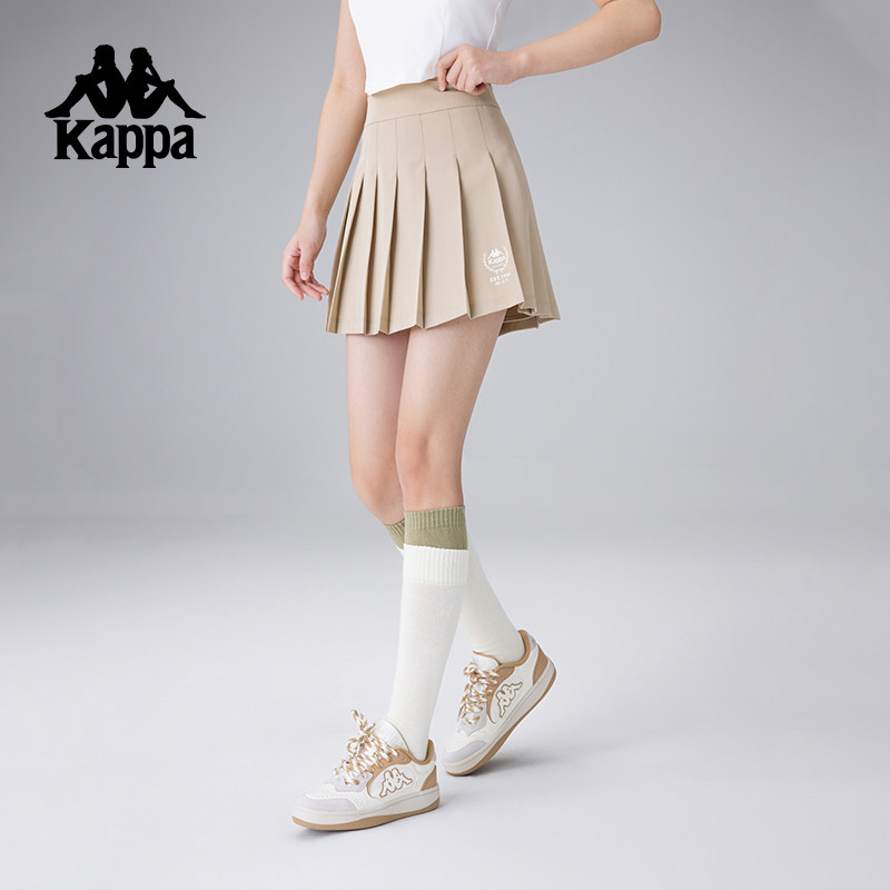 Kappa夏季女装复古网球运动短裙韩系背靠背卡帕学院风百褶半身裙