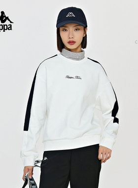 Kappa卡帕背靠背复古针织套头衫2026新款女休闲圆领长袖运动卫衣