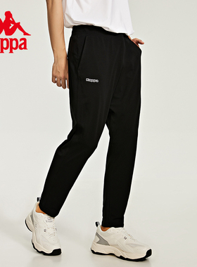 Kappa卡帕九分裤新款男针织长裤黑色运动休闲裤小脚卫裤