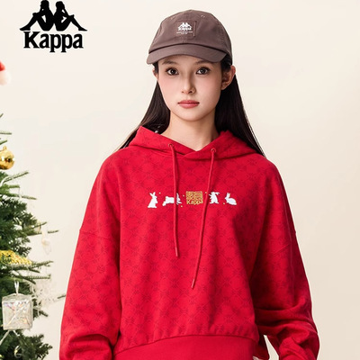 卡帕Kappa背靠背限定新年款套头帽衫2026新款女运动卫衣休闲外套