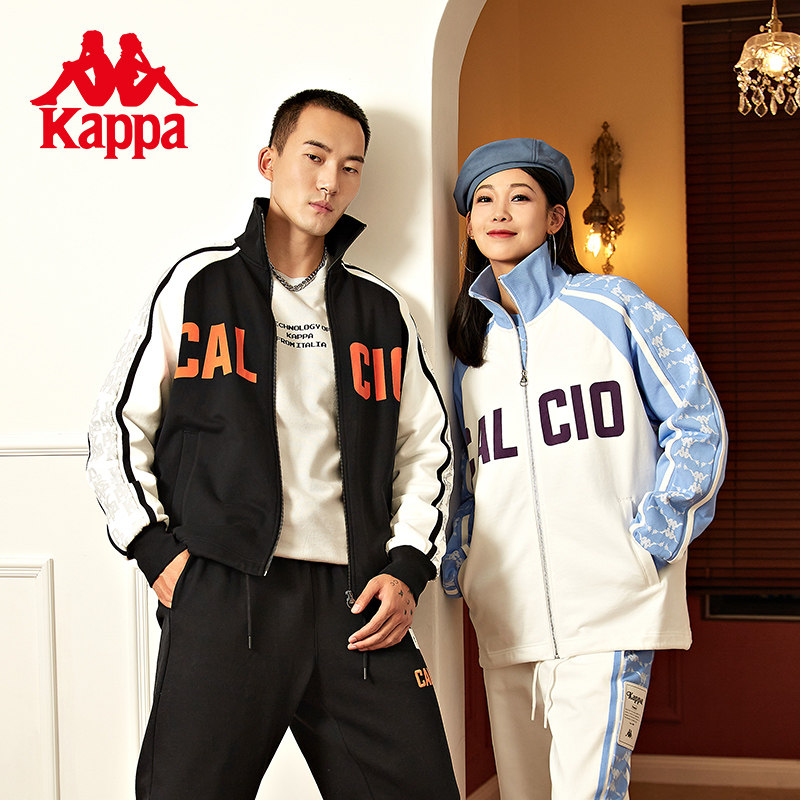 Kappa卡帕款复古老花串标情侣男女卫衣宽松开衫外套_虎窝淘