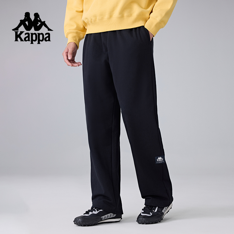 Kappa卡帕背靠背复古长裤男款休闲针织裤跑步运动裤子纯棉直筒裤