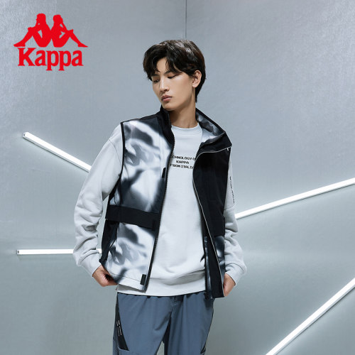 KAPPA卡帕马甲男渐变印花立领