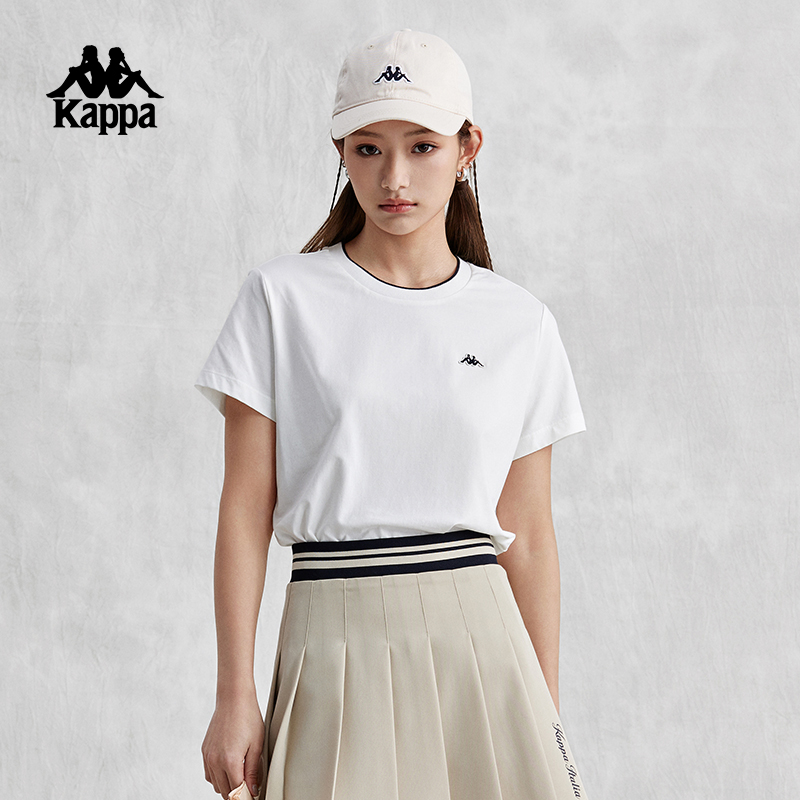 Kappa卡帕背靠背运动短袖2025新款夏季女休闲t恤女款半袖上衣女士