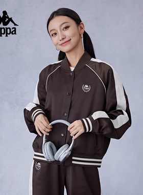卡帕休闲时尚女棒球领撞色夹克