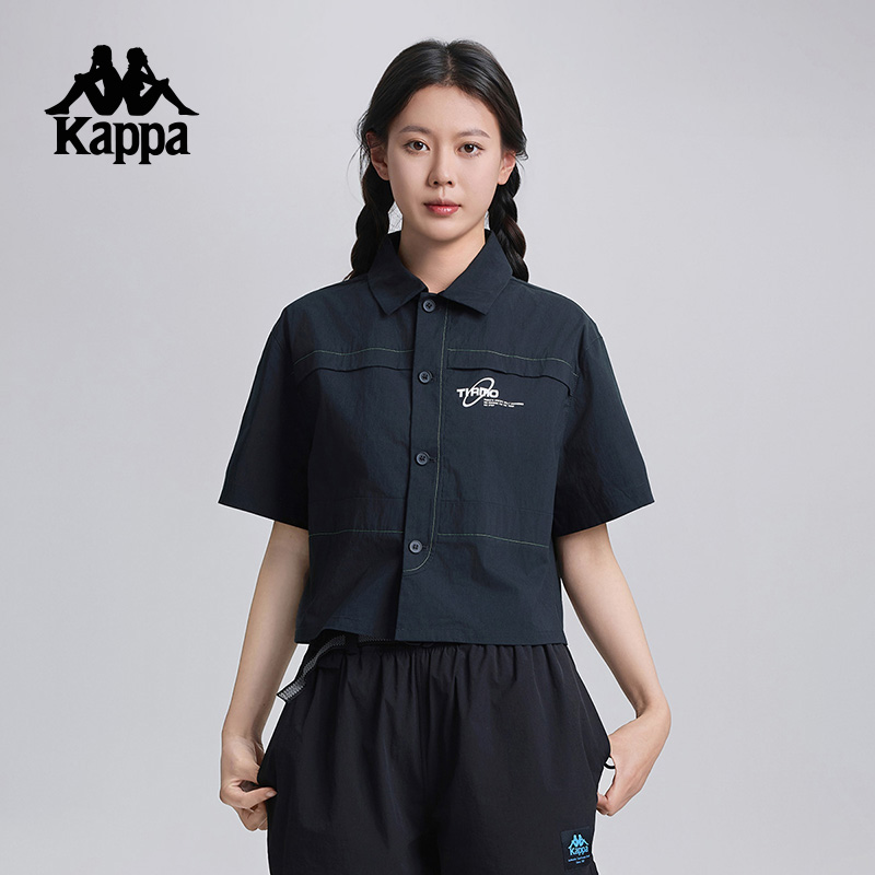 Kappa卡帕背靠背新款夏季短款短袖女款运动t恤休闲polo衫半袖上衣