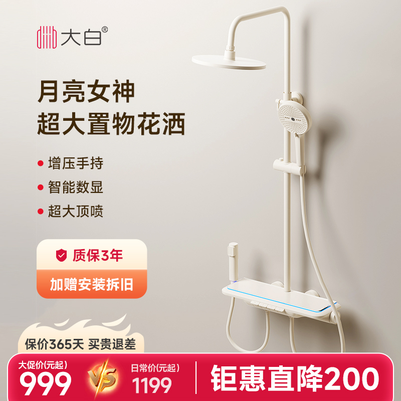 大白淋浴花洒大置物台四功能
