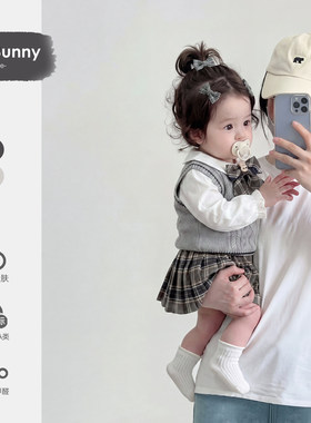 小月龄女宝宝针织马甲婴幼儿分体衣服韩系女童秋装学院风毛衣背心