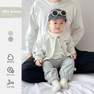 男宝宝春季套装超萌婴儿衣服韩系春装儿童外套裤子分体童装外出服